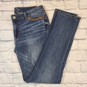 WHBM Slim Leather Trim Jeans Size 12
